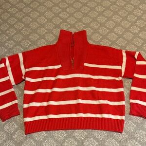 Striped Quarter Zip Sweater